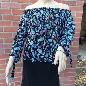 Free People Off The Shoulder Sz S Floral Top Rayon